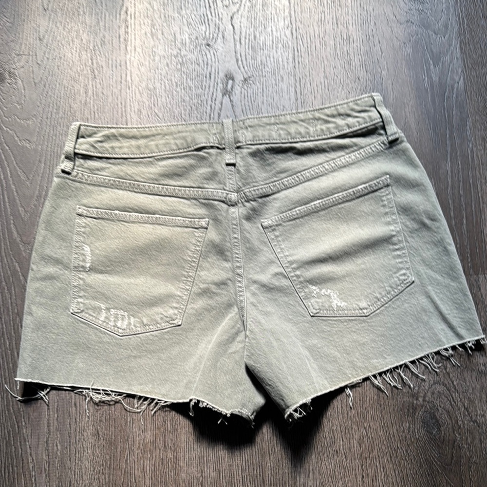 Olive Green Women's Denim Shorts - Picture 2 of 3